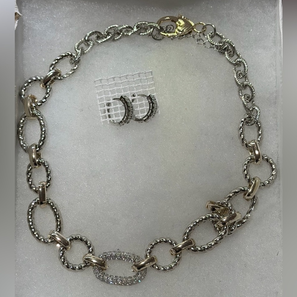 Silver Necklace and Earring Set